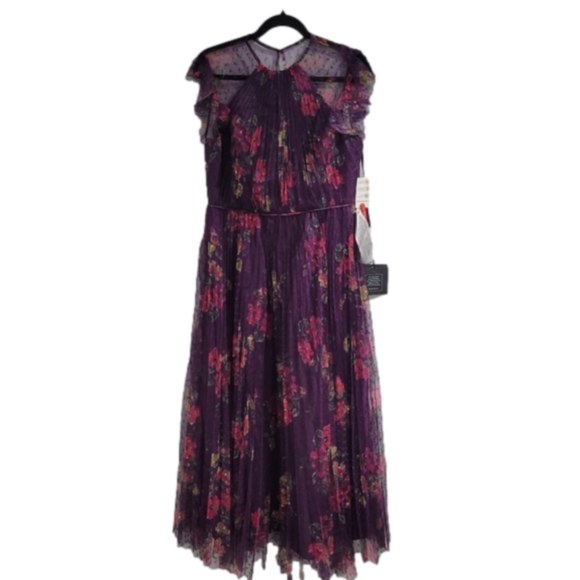 MAC DUGGAL 2143  Floral Flutter Sleeve Midi Dress NWT Size 4 - Picture 5 of 12